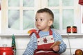 Little boy in the kitchen Royalty Free Stock Photo