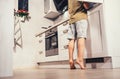 Little boy on kitchen try to find something in rifregerator Royalty Free Stock Photo