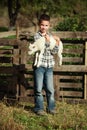 Little boy with lamb Royalty Free Stock Photo