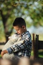 Little boy with lamb Royalty Free Stock Photo