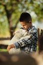 Little boy with lamb Royalty Free Stock Photo