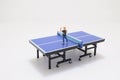 a Little boy launches a paper plane on the table tennis Royalty Free Stock Photo