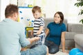 Little boy learning letters and numbers Royalty Free Stock Photo