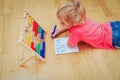 Little boy learning numbers at home Royalty Free Stock Photo