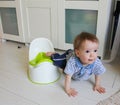 A little boy learns to go potty. Accustom the child to the potty Royalty Free Stock Photo