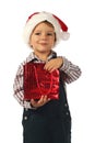 Little boy with little Christmas gift bag Royalty Free Stock Photo