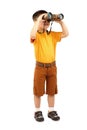 Little boy looking through binoculars Royalty Free Stock Photo