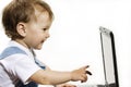 Little Boy looking at Laptop screen Royalty Free Stock Photo