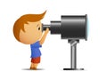 Little boy looking in telescope Royalty Free Stock Photo