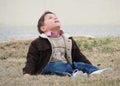 Little boy looking up Royalty Free Stock Photo