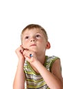 Little boy looking upwards Royalty Free Stock Photo