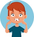 Little Boy Losing his Tooth Vector Cartoon illustration