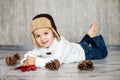 Little boy, lying on the ground Royalty Free Stock Photo