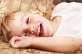 Little boy lying on sofa Royalty Free Stock Photo