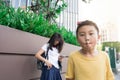 Little boy make funny faces with camera Royalty Free Stock Photo