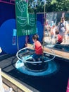 Making a giant bubble around yourself, at the Worcester Ecotarium, Science experiments Royalty Free Stock Photo