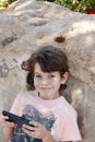 Little boy with mobile device Royalty Free Stock Photo