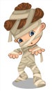 A little boy in mummy costume