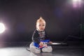 Little boy musician playing rock music on the guitar Royalty Free Stock Photo