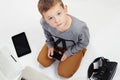 Little boy and new technology Royalty Free Stock Photo