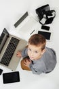 Little boy and new technology Royalty Free Stock Photo