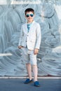 Little boy in a nice suit and glasses. Children portrait Royalty Free Stock Photo