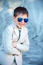 Little boy in a nice suit and glasses. Children portrait Royalty Free Stock Photo