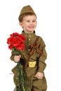 The little boy in the old-fashioned Soviet military uniform