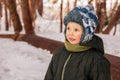 Little boy outdoors in winter Royalty Free Stock Photo