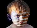 Little boy with painted USA flag. Royalty Free Stock Photo