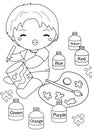 Little Boy Painting Activity Coloring Pages for Kids and Adult Royalty Free Stock Photo