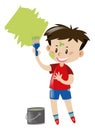 Little boy painting wall green Royalty Free Stock Photo