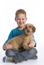 Little Boy With Pet Dog Royalty Free Stock Photo