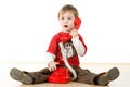 Little boy on phone