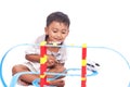 Little boy play train toy Royalty Free Stock Photo