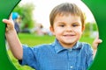 Little boy in playhouse Royalty Free Stock Photo