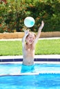 Little boy playing with a ball in a swimming pool Royalty Free Stock Photo