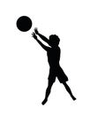 little boy playing basketball silhouette