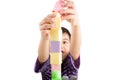 Little boy playing blocks at home Royalty Free Stock Photo