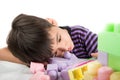 Little boy playing blocks at home Royalty Free Stock Photo