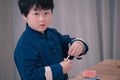 little boy playing the Chinese zither Royalty Free Stock Photo