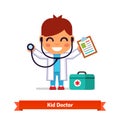 Little boy playing doctor with a stethoscope Royalty Free Stock Photo