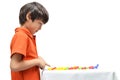 Little boy playing domino fall down Royalty Free Stock Photo