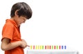 Little boy playing domino fall down Royalty Free Stock Photo