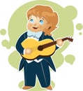 Little boy playing guitar cartoon