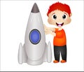 Little boy playing with his rocket toys Royalty Free Stock Photo