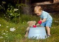 Little boy playing with his teddy bear Royalty Free Stock Photo