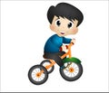 Little boy playing with his tricycle Royalty Free Stock Photo