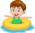little boy playing with inflatable ring Royalty Free Stock Photo