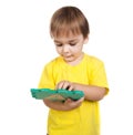 Little boy playing letters Royalty Free Stock Photo